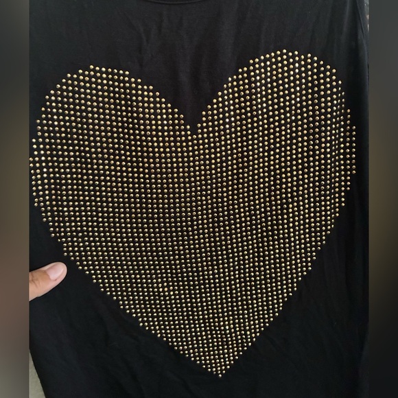 Ocasion High Low Black Righstones Heart Leopard Sheer Contrast Tunic Top S - Picture 6 of 10